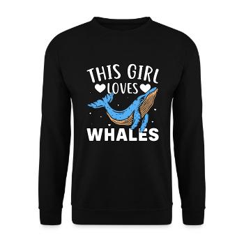 This Girl loves Whales - Unisex Sweatshirt - black - Front - Alina (178cm) & Michal (187cm)