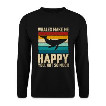 Les baleines me rendent heureux - Sweat-shirt Unisexe - noir - Devant - Alina (178cm) & Michal (187cm)