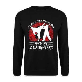 J’adore le taekwondo et mes 2 filles - Sweat-shirt Unisexe - noir - Devant - Alina (178cm) & Michal (187cm)