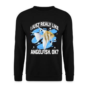 Ich mag Kaiserfische einfach sehr, ok? - Unisex Pullover - Schwarz - Vorne - Alina (178cm) & Michal (187cm)