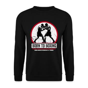 Zum Boxen geboren - Unisex Pullover - Schwarz - Vorne - Alina (178cm) & Michal (187cm)