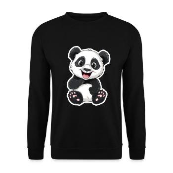 Exuberant Panda Buddy Sticker - Unisex Sweatshirt - black - Front - Alina (178cm) & Michal (187cm)