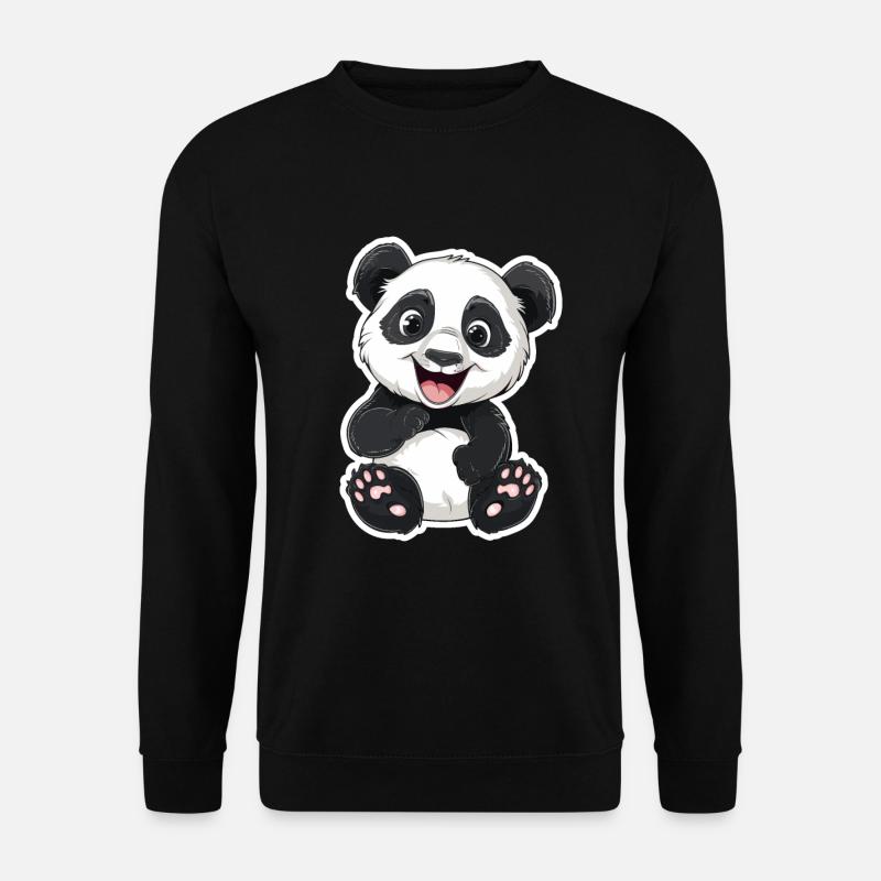 Überschwänglicher Panda-Kumpel-Aufkleber - Unisex Pullover - Schwarz