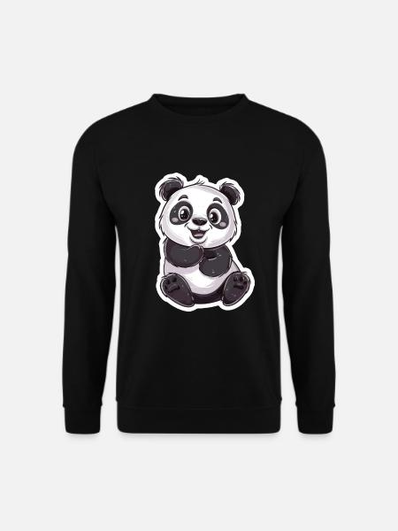 Exuberant Panda Buddy Sticker - Unisex Sweatshirt - black