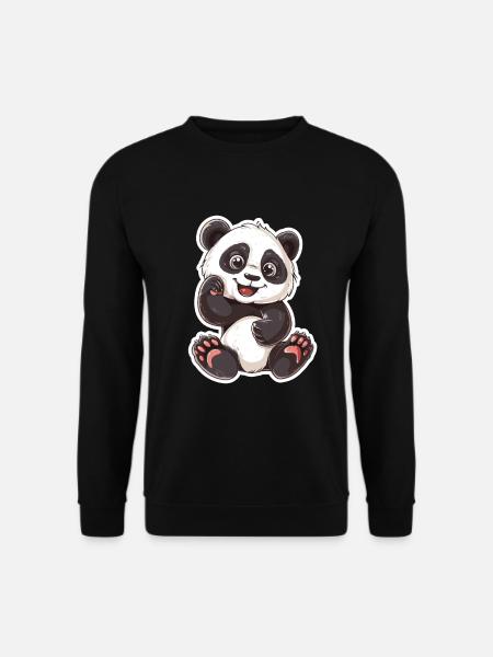 Exuberant Panda Buddy Sticker - Unisex Sweatshirt - black