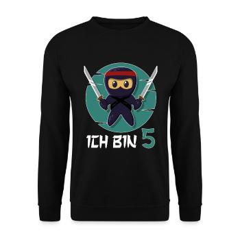 Ich Bin 5 Ninja 5. Geburtstag Jungen 5. Geburtstag - Unisex Pullover - Schwarz - Vorne - Alina (178cm) & Michal (187cm)