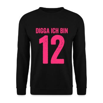 Digga Je suis 12 ans fille 12e anniversaire Dame - Sweat-shirt Unisexe - noir - Devant - Alina (178cm) & Michal (187cm)