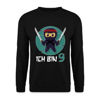 Ich Bin 9 Ninja 9. Geburtstag Jungen 9. Geburtstag - Unisex Pullover - Schwarz - Vorne - Alina (178cm) & Michal (187cm)