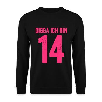 Digga Je suis 14 ans fille 14e anniversaire Dame - Sweat-shirt Unisexe - noir - Devant - Alina (178cm) & Michal (187cm)