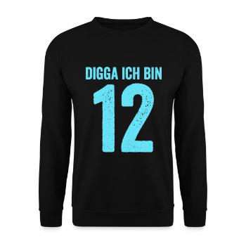 Blue Digga Je suis 12 ans garçon 12e anniversaire - Sweat-shirt Unisexe - noir - Devant - Alina (178cm) & Michal (187cm)