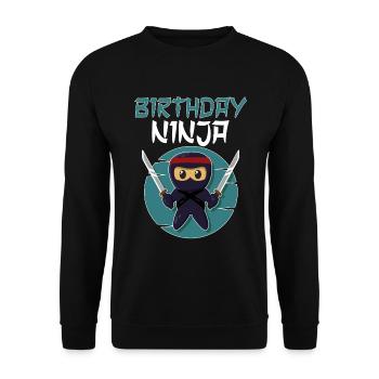Birthday Ninja Birthday Boy Ninja - Unisex Sweatshirt - black - Front - Alina (178cm) & Michal (187cm)