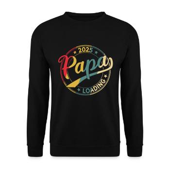 Papa 2025 Loading Retro Werdender Papa 2025 - Unisex Pullover - Schwarz - Vorne - Alina (178cm) & Michal (187cm)