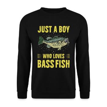 Nur ein Junge, der Barschfische liebt - Unisex Pullover - Schwarz - Vorne - Alina (178cm) & Michal (187cm)