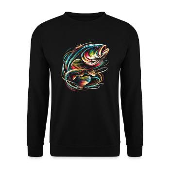 Bass Fish - Unisex Sweatshirt - black - Front - Alina (178cm) & Michal (187cm)