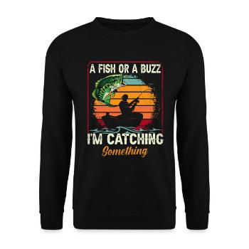 A Fish or a buzz I'm catching Something - Unisex Sweatshirt - black - Front - Alina (178cm) & Michal (187cm)