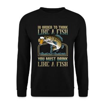 Um wie ein Fisch zu denken, muss man trinken wie - Unisex Pullover - Schwarz - Vorne - Alina (178cm) & Michal (187cm)