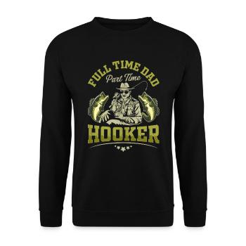 Vollzeit Papa Teilzeit - Unisex Pullover - Schwarz - Vorne - Alina (178cm) & Michal (187cm)