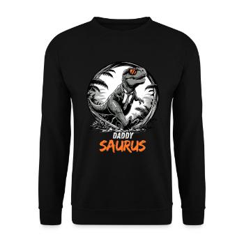 Father Daddy Saurus Father's Day Birthday T-Rex Cool - Unisex Sweatshirt - black - Front - Alina (178cm) & Michal (187cm)