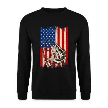 Bass Fish - Unisex Sweatshirt - black - Front - Alina (178cm) & Michal (187cm)