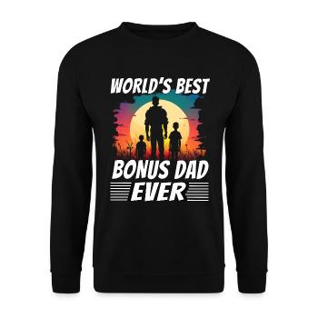 Der beste Bonus-Papa aller Zeiten - Unisex Pullover - Schwarz - Vorne - Alina (178cm) & Michal (187cm)