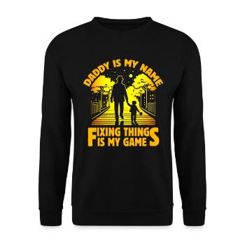 Papa est mon nom réparer les choses est mon jeu - Sweat-shirt Unisexe - noir - Devant - Alina (178cm) & Michal (187cm)