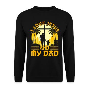 Ich liebe Jesus und meinen Vater - Unisex Pullover - Schwarz - Vorne - Alina (178cm) & Michal (187cm)
