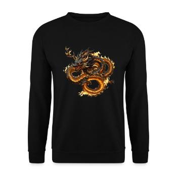 Chinesischer Drache - Unisex Pullover - Schwarz - Vorne - Alina (178cm) & Michal (187cm)