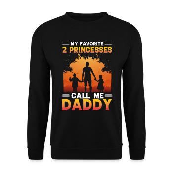 Meine 2 Lieblingsprinzessinnen nennen mich Papa - Unisex Pullover - Schwarz - Vorne - Alina (178cm) & Michal (187cm)
