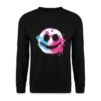 Graffiti Smiley Face - Street Art Urbain - Sweat-shirt Unisexe - noir - Devant - Alina (178cm) & Michal (187cm)