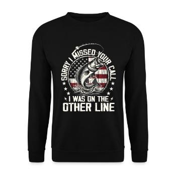 Tut mir leid, dass ich deinen Anruf verpasst habe, ich war auf der anderen Leitung - Unisex Pullover - Schwarz - Vorne - Alina (178cm) & Michal (187cm)