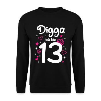Pink Digga I'm 13 Girl 13th Birthday - Unisex Sweatshirt - black - Front - Alina (178cm) & Michal (187cm)