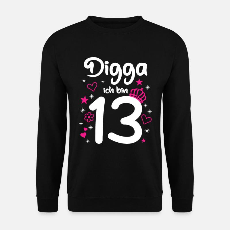 Pink Digga ich bin 13 Mädchen 13. Geburtstag - Unisex Pullover - Schwarz