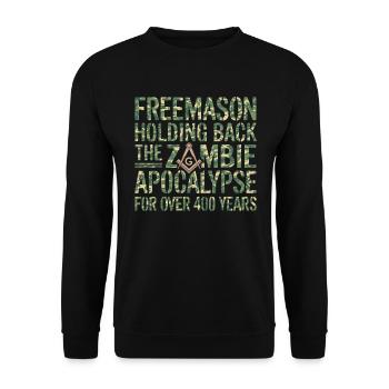 Zombie Apocalypse Mason Masonic Camo Freemason - Unisex Sweatshirt - black - Front - Alina (178cm) & Michal (187cm)