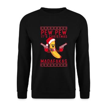 Lustige Weihnachts-banane - Unisex Pullover - Schwarz - Vorne - Alina (178cm) & Michal (187cm)
