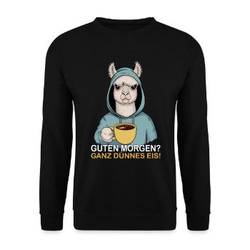 Good morning very thin funny alpaca - Unisex Sweatshirt - black - Front - Alina (178cm) & Michal (187cm)