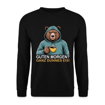 Bonjour très mince glace Grizzly drôle d’ours - Sweat-shirt Unisexe - noir - Devant - Alina (178cm) & Michal (187cm)