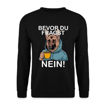Avant de demander Aucun allemand drôle - Sweat-shirt Unisexe - noir - Devant - Alina (178cm) & Michal (187cm)