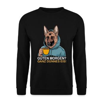Bonjour très mince glace drôle allemand - Sweat-shirt Unisexe - noir - Devant - Alina (178cm) & Michal (187cm)