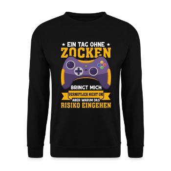 Video Gaming Pc Gamer Zocker Zocken - Unisex Sweatshirt - black - Front - Alina (178cm) & Michal (187cm)