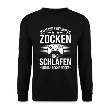 Video Gaming Pc Gamer Zocker Zocken - Unisex Sweatshirt - black - Front - Alina (178cm) & Michal (187cm)