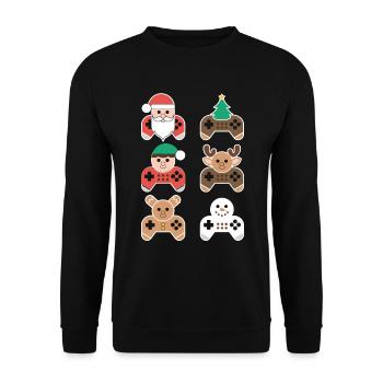 Gamer Weihanchten Gaming Weihnachten Zocken Zocker - Unisex Pullover - Schwarz - Vorne - Alina (178cm) & Michal (187cm)