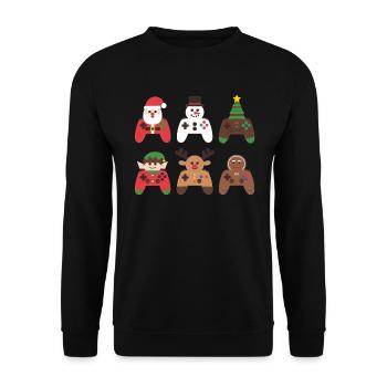 Gamer Weihanchten Gaming Weihnachten Zocken Zocker - Unisex Pullover - Schwarz - Vorne - Alina (178cm) & Michal (187cm)