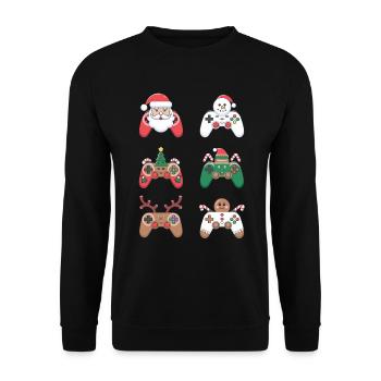 Gamer Weihanchten Gaming Weihnachten Zocken Zocker - Unisex Pullover - Schwarz - Vorne - Alina (178cm) & Michal (187cm)