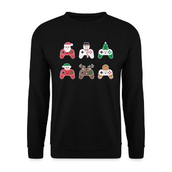 Gamer Weihanchten Gaming Weihnachten Zocken Zocker - Unisex Pullover - Schwarz - Vorne - Alina (178cm) & Michal (187cm)