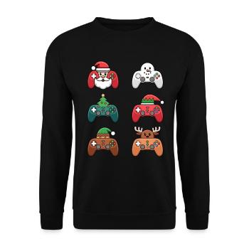 Gamer Weihanchten Gaming Weihnachten Zocken Zocker - Unisex Pullover - Schwarz - Vorne - Alina (178cm) & Michal (187cm)