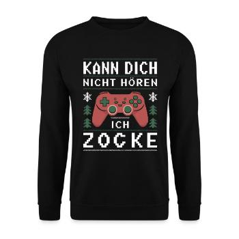 Gamer Weihanchten Gaming Weihnachten Zocken Zocker - Unisex Pullover - Schwarz - Vorne - Alina (178cm) & Michal (187cm)