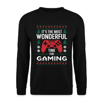 Gamer Weihanchten Gaming Weihnachten Zocken Zocker - Unisex Pullover - Schwarz - Vorne - Alina (178cm) & Michal (187cm)
