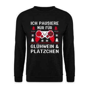 Gamer Weihanchten Gaming Weihnachten Zocken Zocker - Unisex Pullover - Schwarz - Vorne - Alina (178cm) & Michal (187cm)