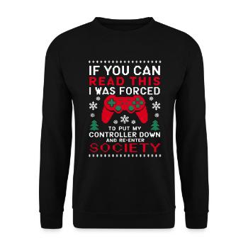Gamer Weihanchten Gaming Weihnachten Zocken Zocker - Unisex Pullover - Schwarz - Vorne - Alina (178cm) & Michal (187cm)
