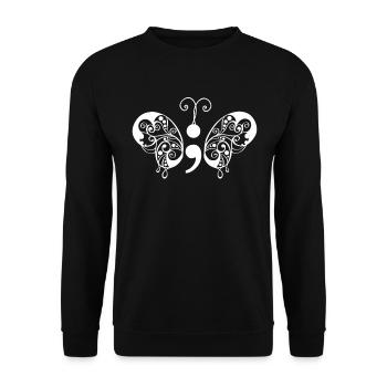 Psychische Gesundheit Depression Semikolon - Unisex Pullover - Schwarz - Vorne - Alina (178cm) & Michal (187cm)
